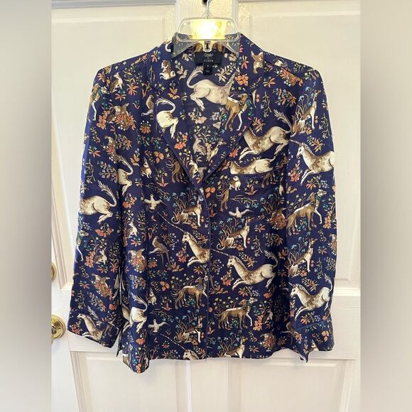 Collection Drake's® for J.Crew Pajama Top in Midnight Unicorn 4 - Picture 1 of 4